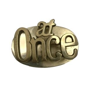 Vintage Solid Brass "At Once" Mail Holder Spring Paper Clip Desk Accessories